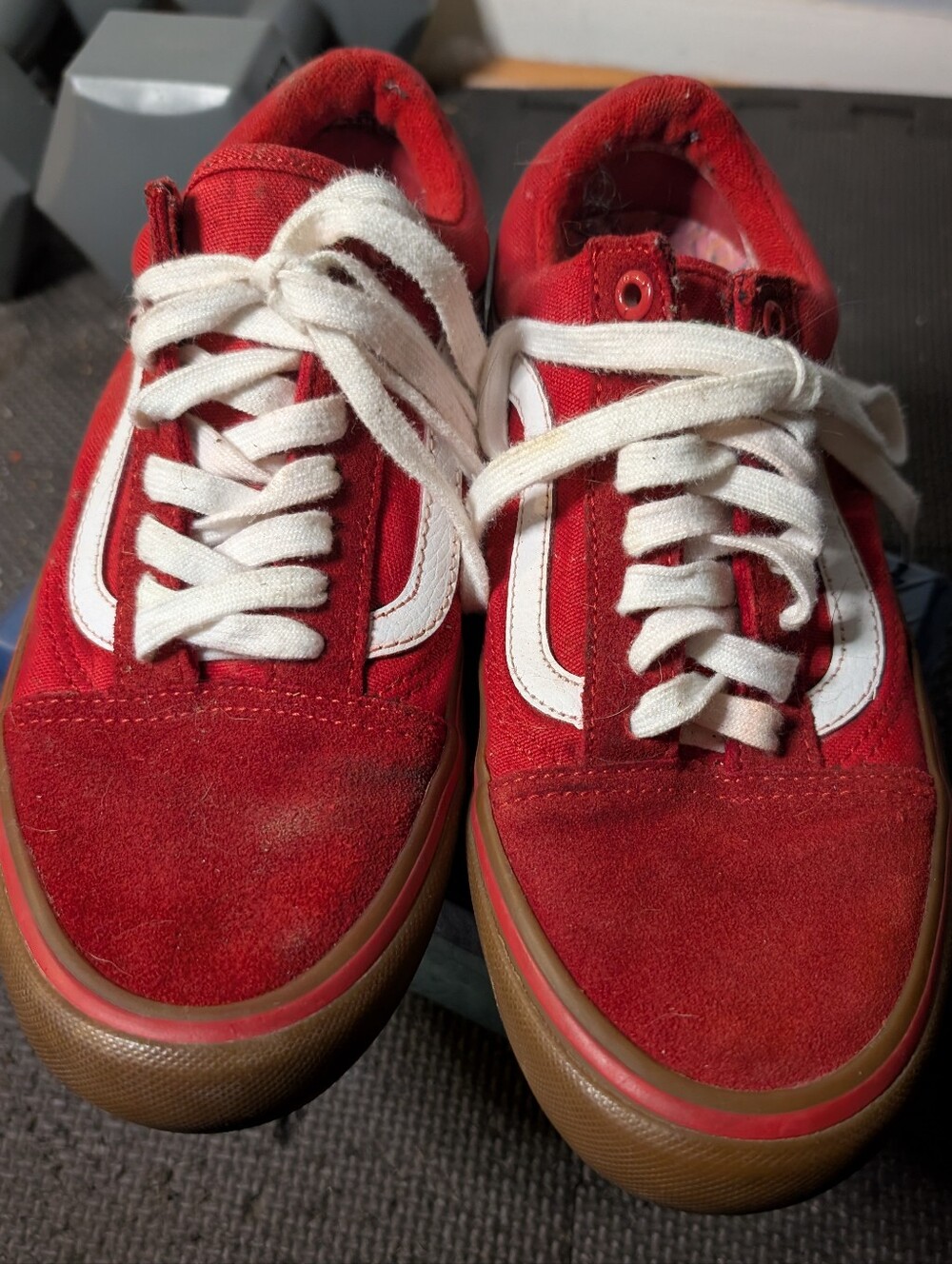Vans Old Skool Low Pro Red With Gum Soles Mens Size 7.5